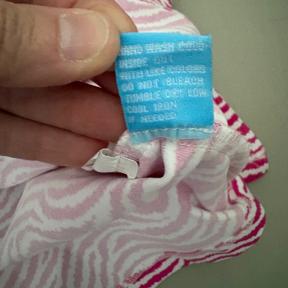 J.McLaughlin Pink White Zebra Wave Print Faux Wrap Side Tie Sheath Dress Small - Picture 7 of 12